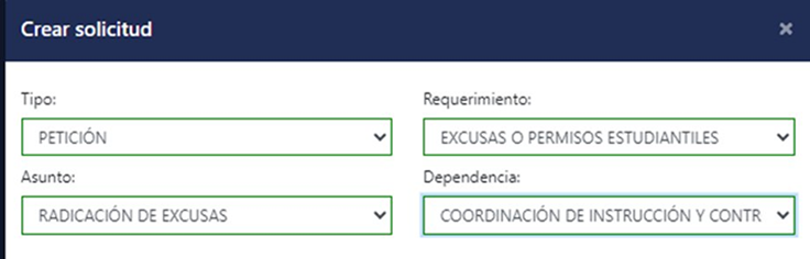 Crear solicitud